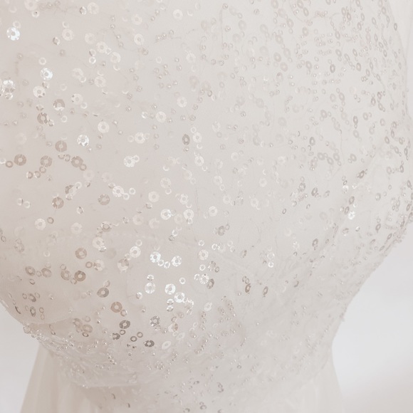 NWT White Mini Dress with Sequined Bodice - Picture 8 of 8